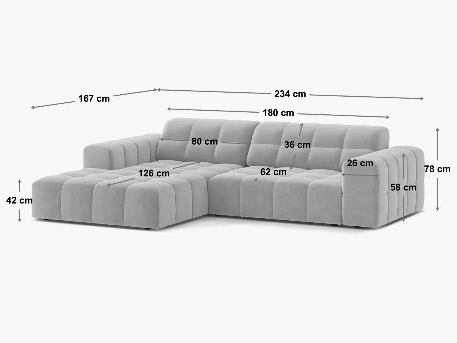Jennifer — Corner Sofa (234x167x78 cm)