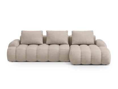Linz — Corner Sofa Sand (Sorella 05) Black Plastic Right