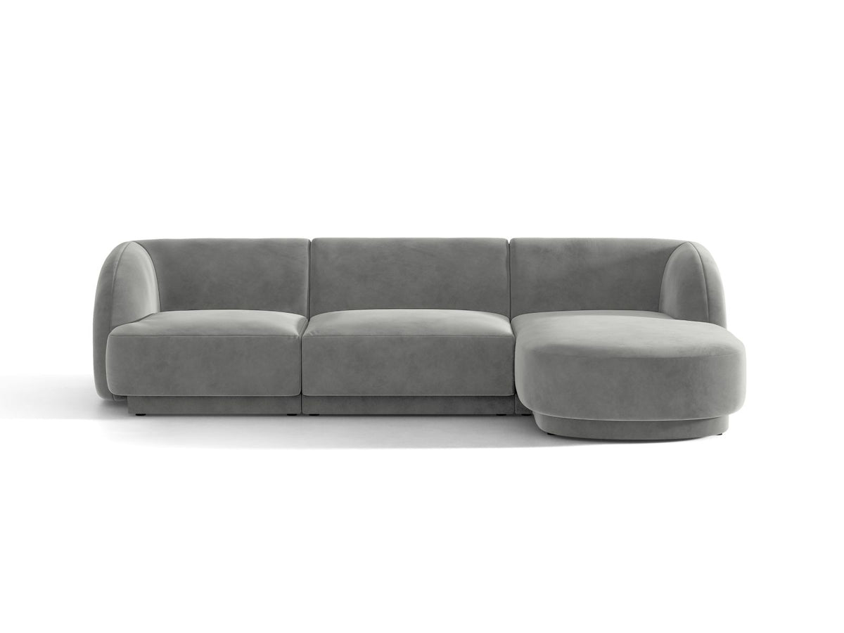 Miley — Corner Sofa Light Grey (Venus 2929) Black Plastic Right