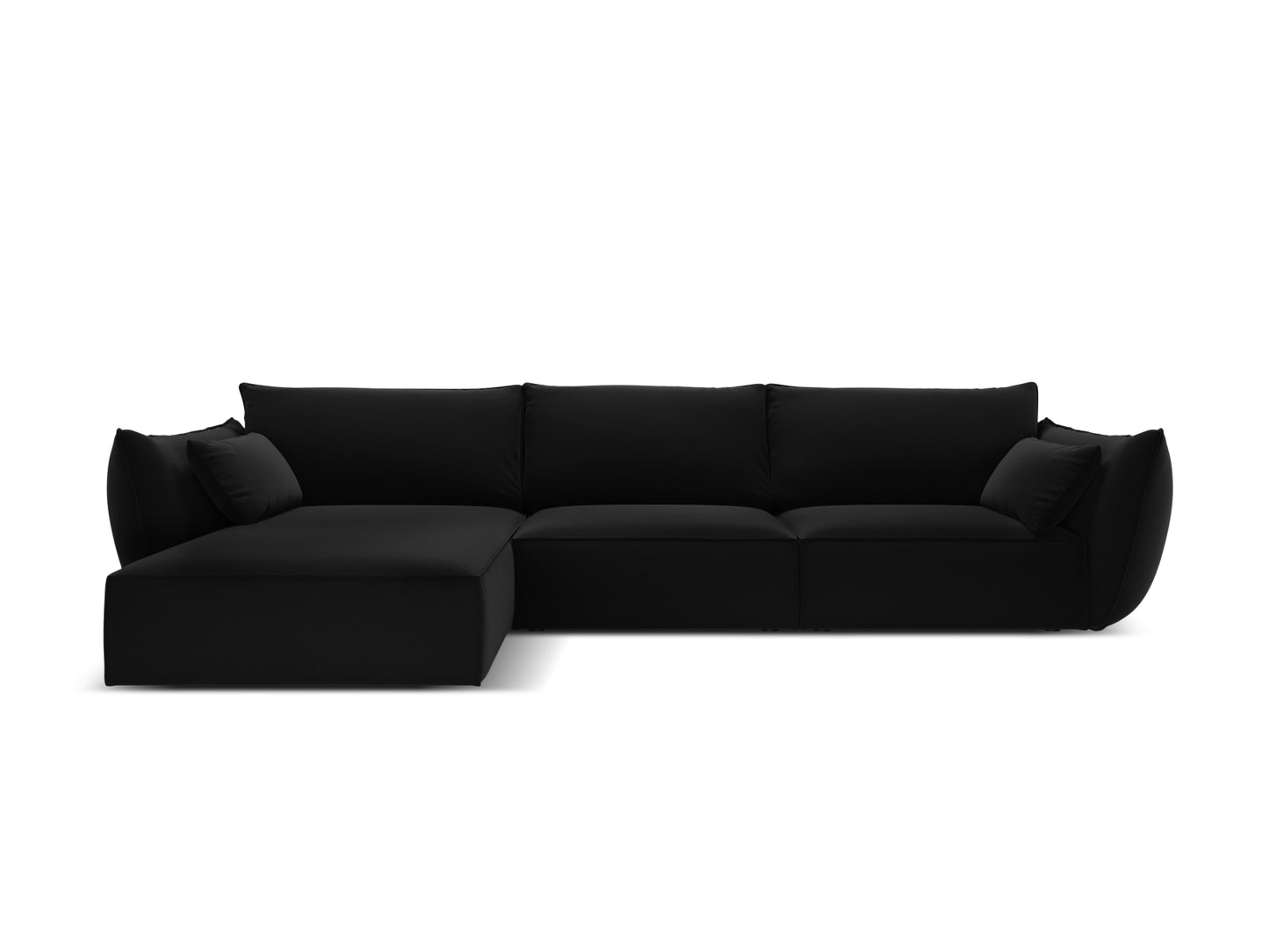 Kaelle — Corner Sofa Black (Bluvel 19) Black Plastic Left