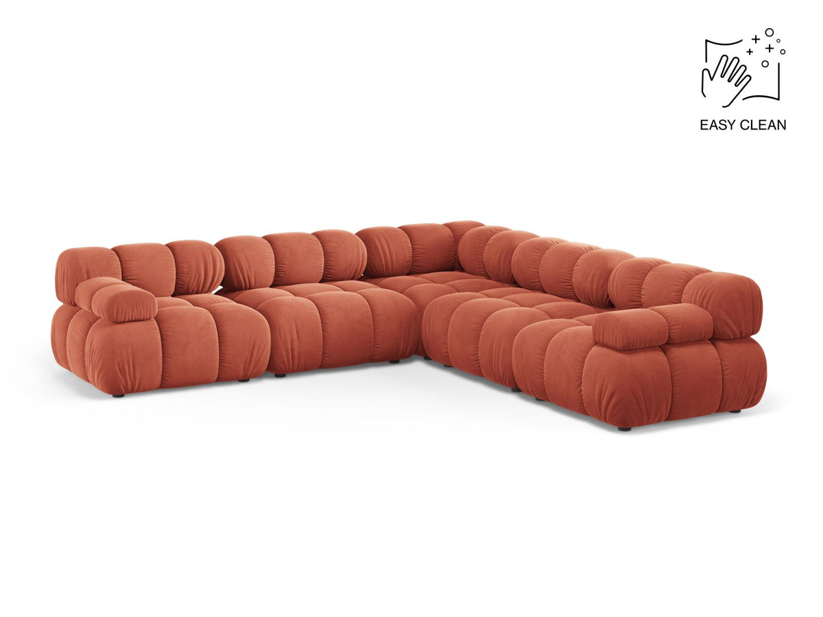 Bellis — Corner Sofa Coral (Venus 2933) Black Plastic