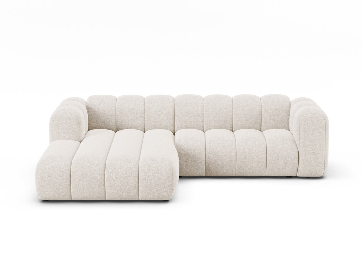 Lupine — Corner Sofa Light Beige (Eden 2 Pearl) Black Plastic Left
