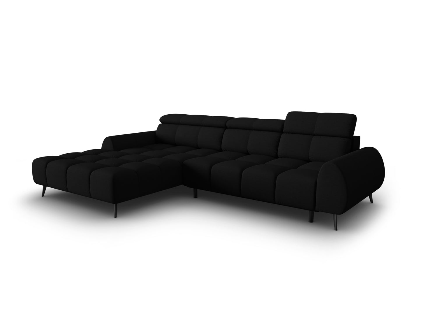 Alyse — Corner Sofa Black (Nea 19) Black Metal Left