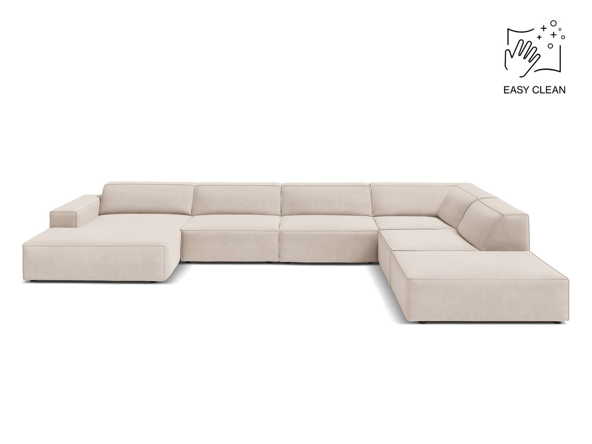 Jodie — Panoramic Sofa Light Beige (Venus 2927) Black Plastic Right