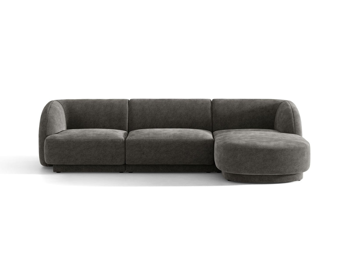Miley — Corner Sofa Grey (Haga 16) Black Plastic Right