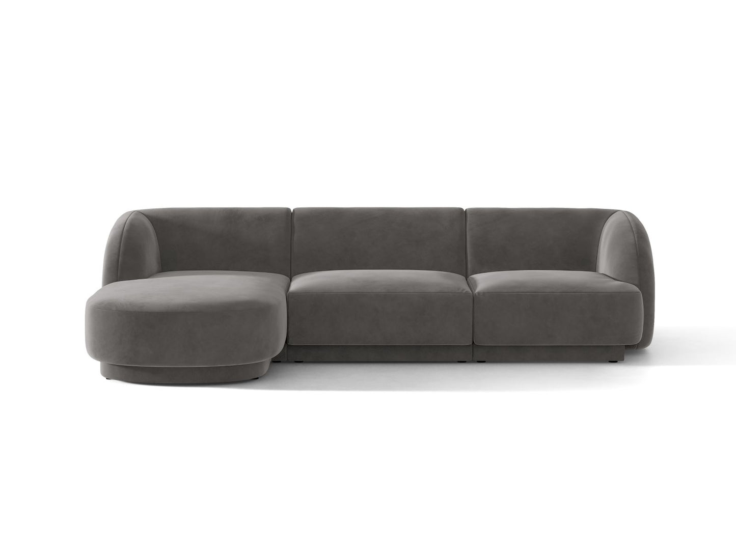 Miley — Corner Sofa Grey (Venus 2930) Black Plastic Left