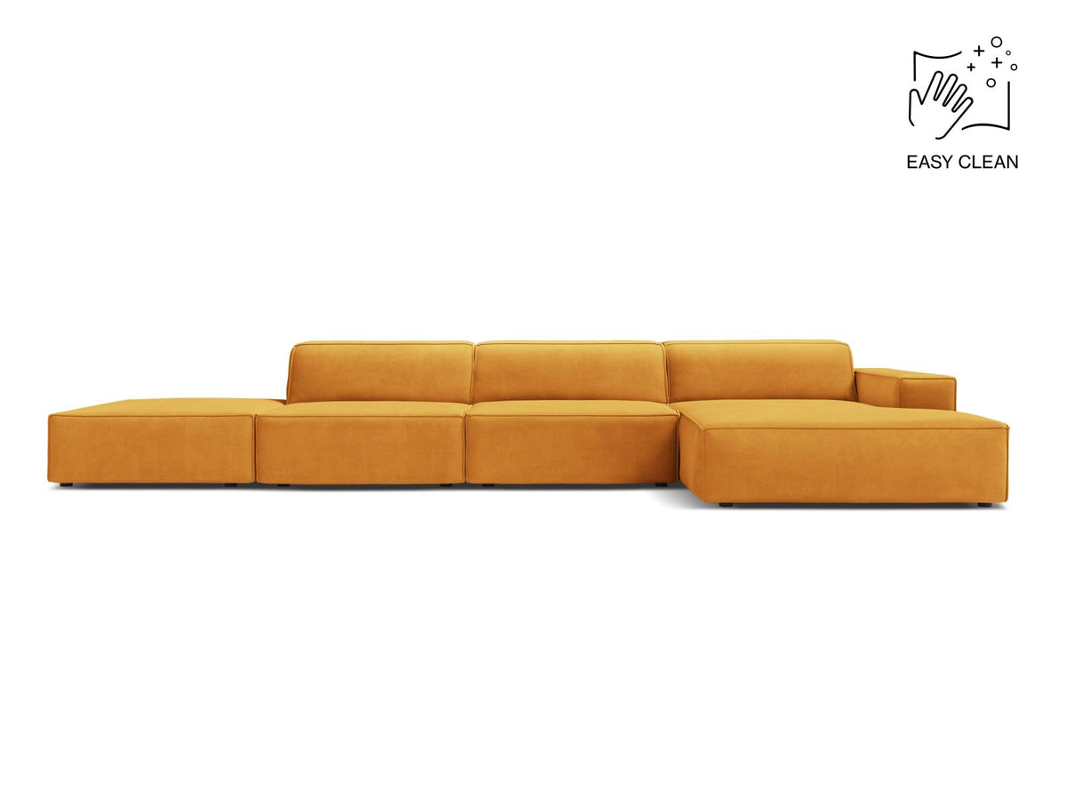 Jodie — Corner Sofa Yellow (Venus 2917) Black Plastic Right