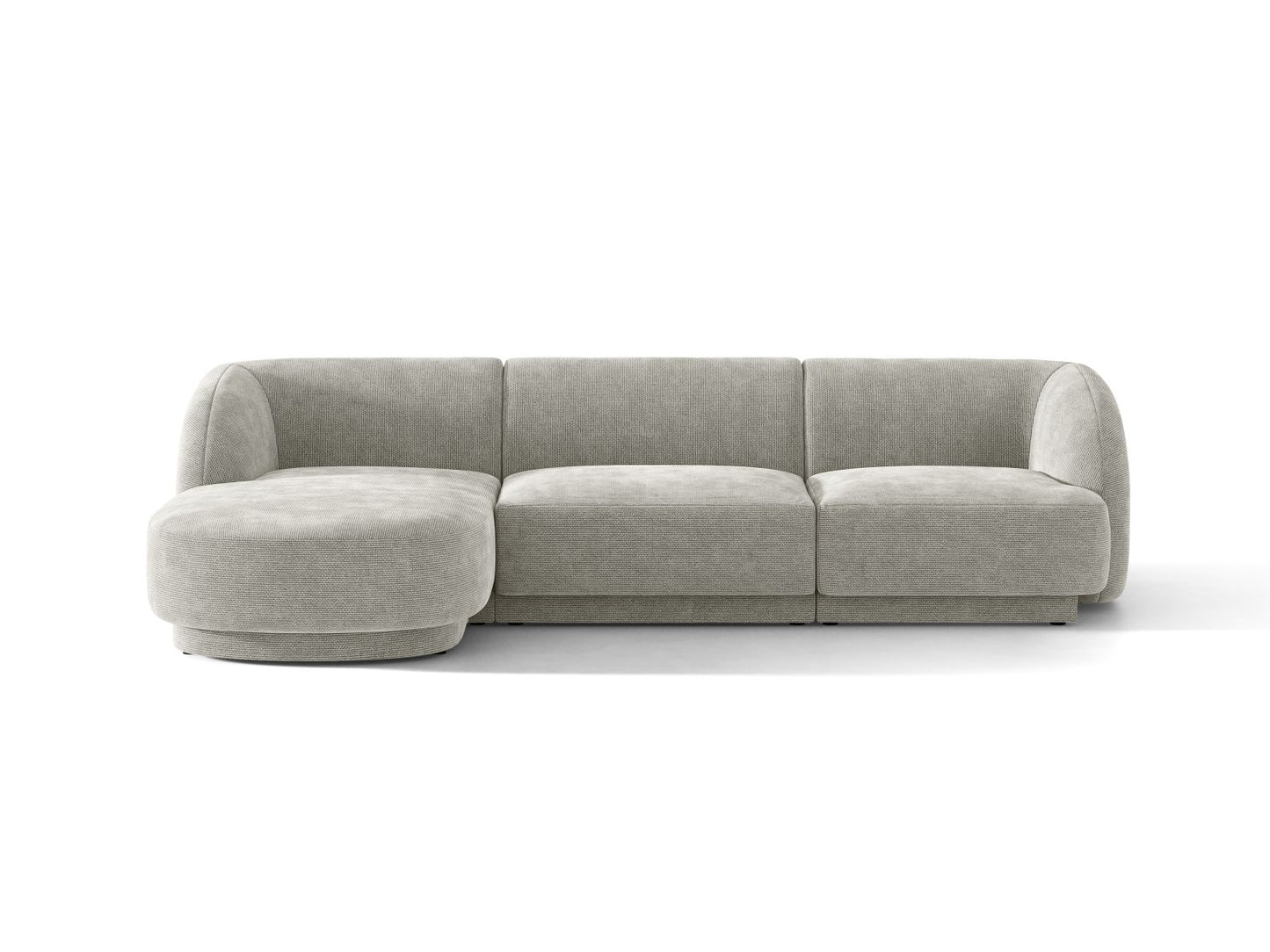Miley — Corner Sofa Light Grey (Haga 06) Black Plastic Left