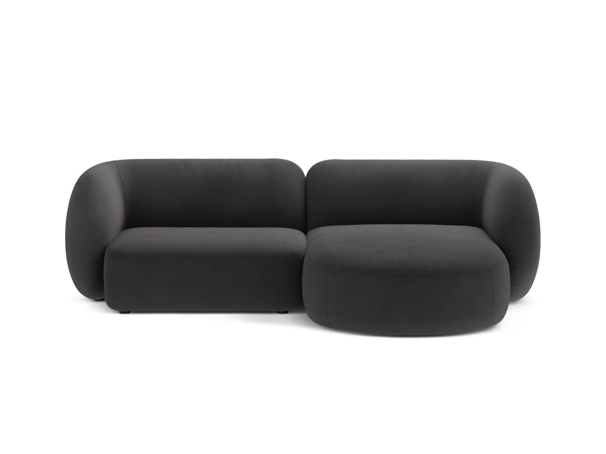 Kate — Corner Sofa Dark Grey (Salvador 18) Black Plastic Right