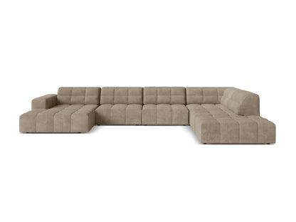 Jennifer — Panoramic Sofa Dark Beige (Eden 4 Beige) Black Plastic Right