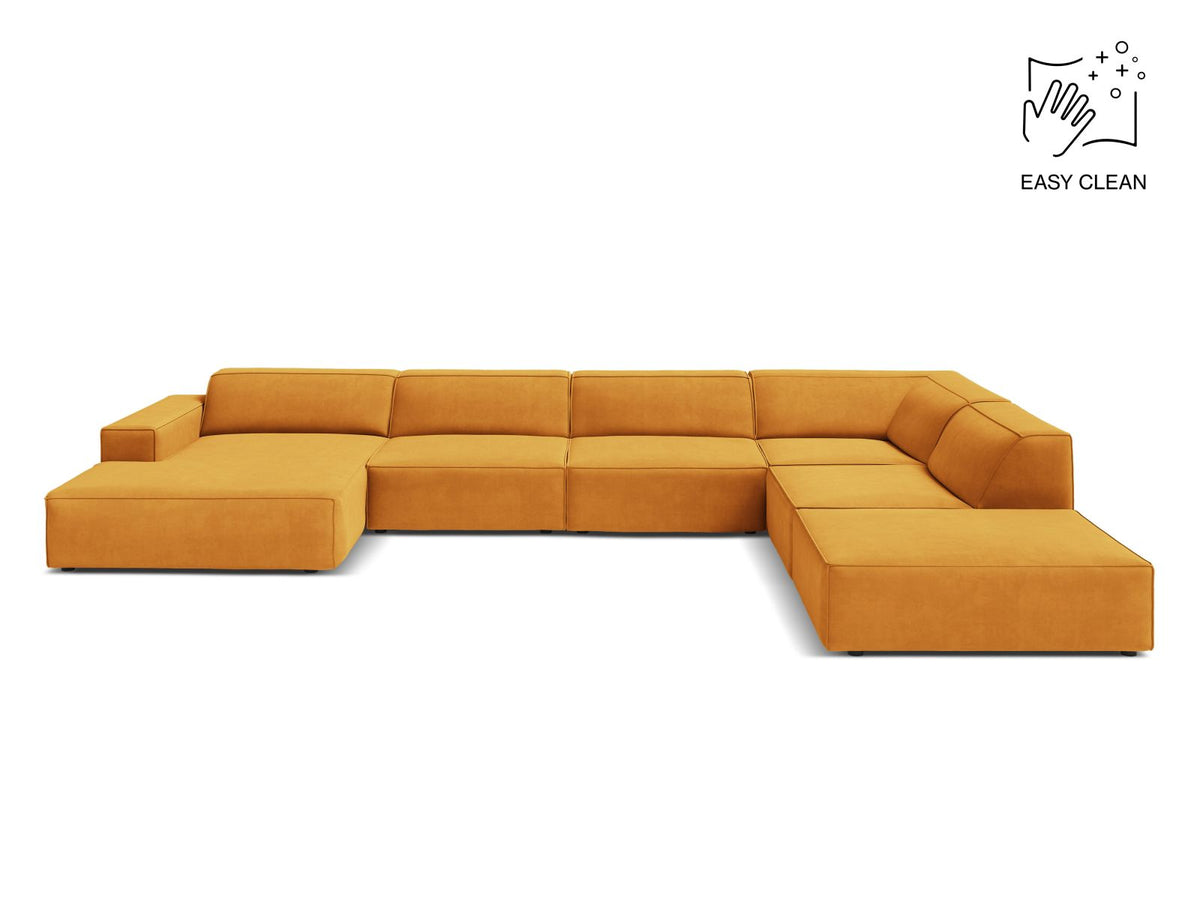 Jodie — Panoramic Sofa Yellow (Venus 2917) Black Plastic Right