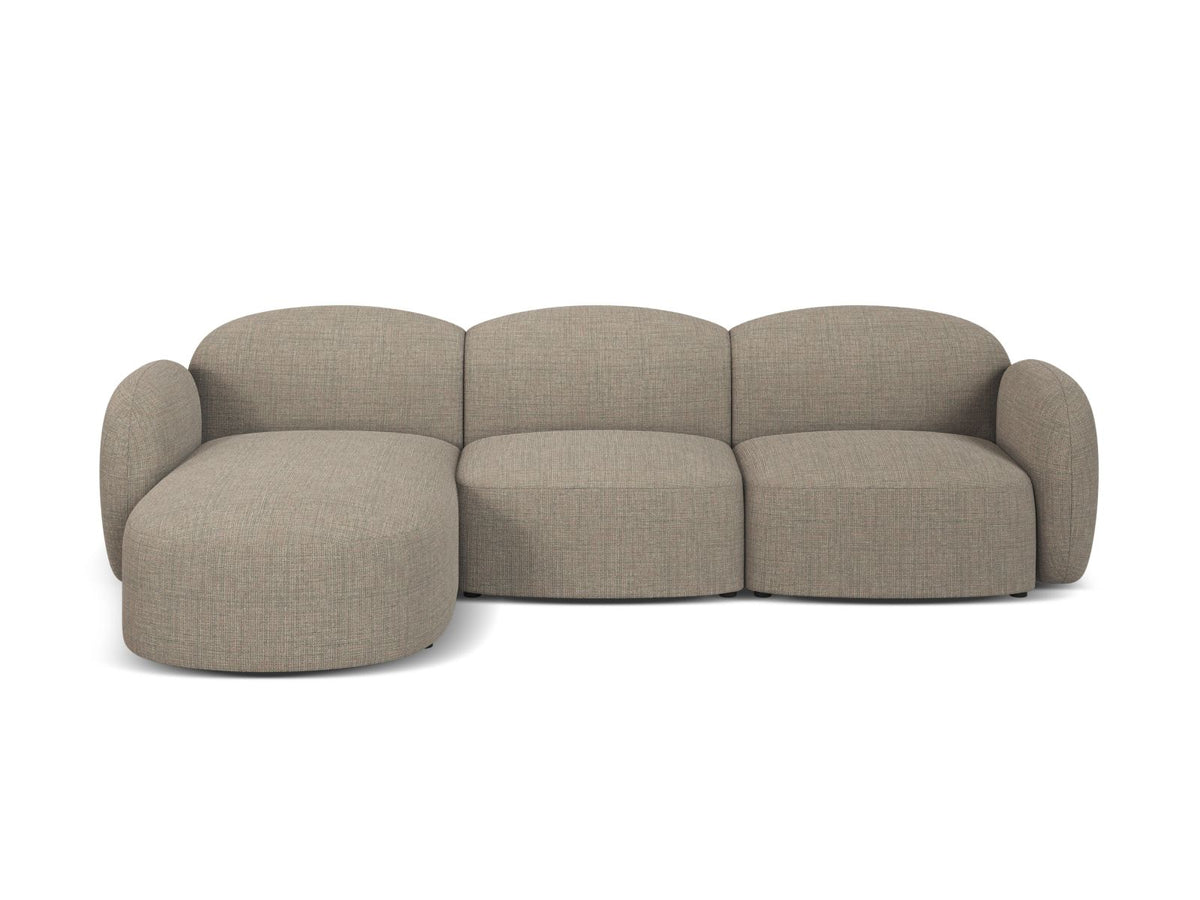 Blair — Corner Sofa Grey Brown Melange (Baltimore Khaki) Black Plastic Left