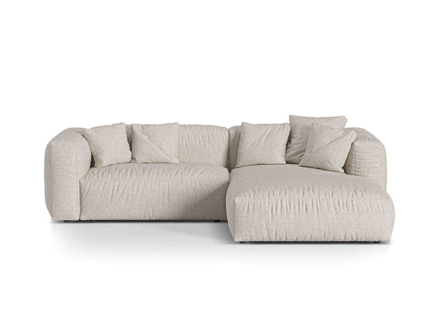 Martina — Corner Sofa Beige (Monet Sand) Black Plastic Right
