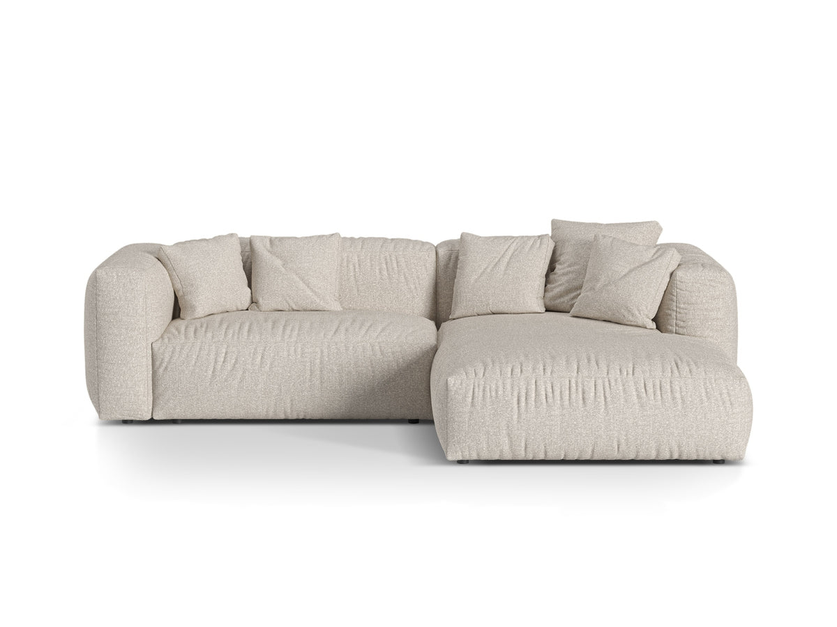 Martina — Corner Sofa Beige (Monet Sand) Black Plastic Right