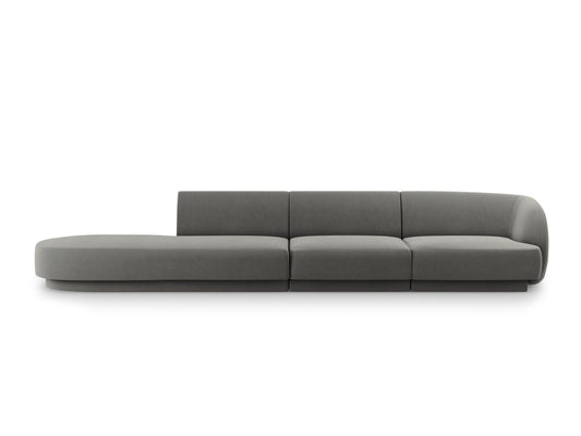 Miley — Sofa Light Grey (Bluvel 13) Black Plastic Left
