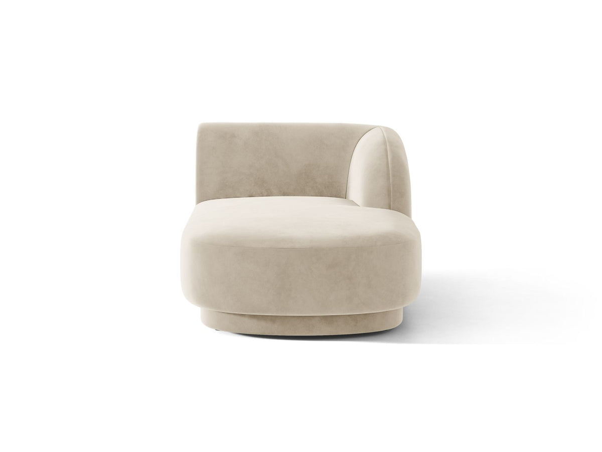 Miley — Chaise Longue Dark Beige (Bluvel 30) Black Plastic Right