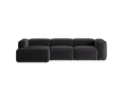 Bergamo — Corner Sofa Grey (Perla 35) Black Plastic Left