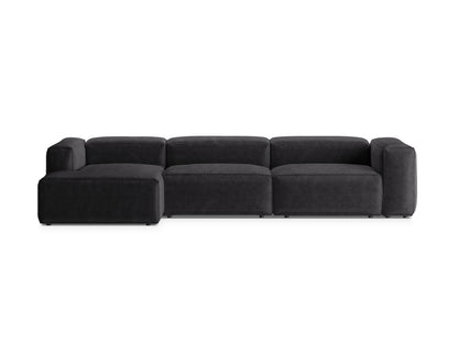 Bergamo — Corner Sofa Grey (Perla 35) Black Plastic Left