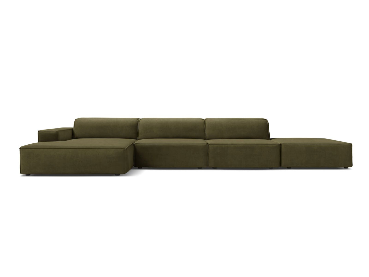 Jodie — Corner Sofa Green (Bluvel 77) Black Plastic Left