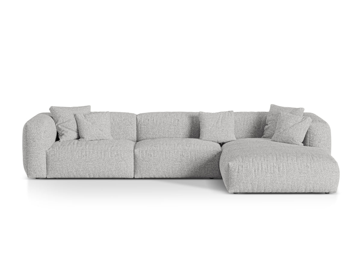Martina — Corner Sofa Silver (Monet Silver) Black Plastic Right