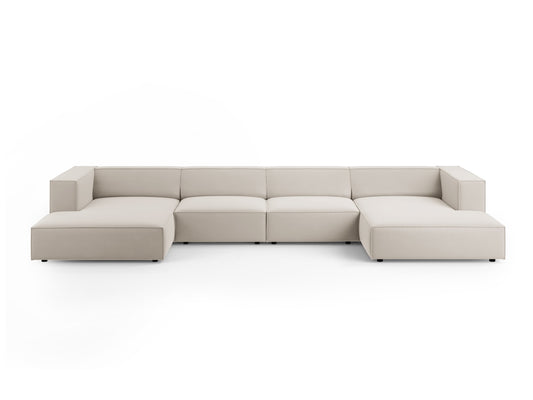 Arendal — Panoraminė sofa Ecru (Casino Sand) Juoda plastikinė