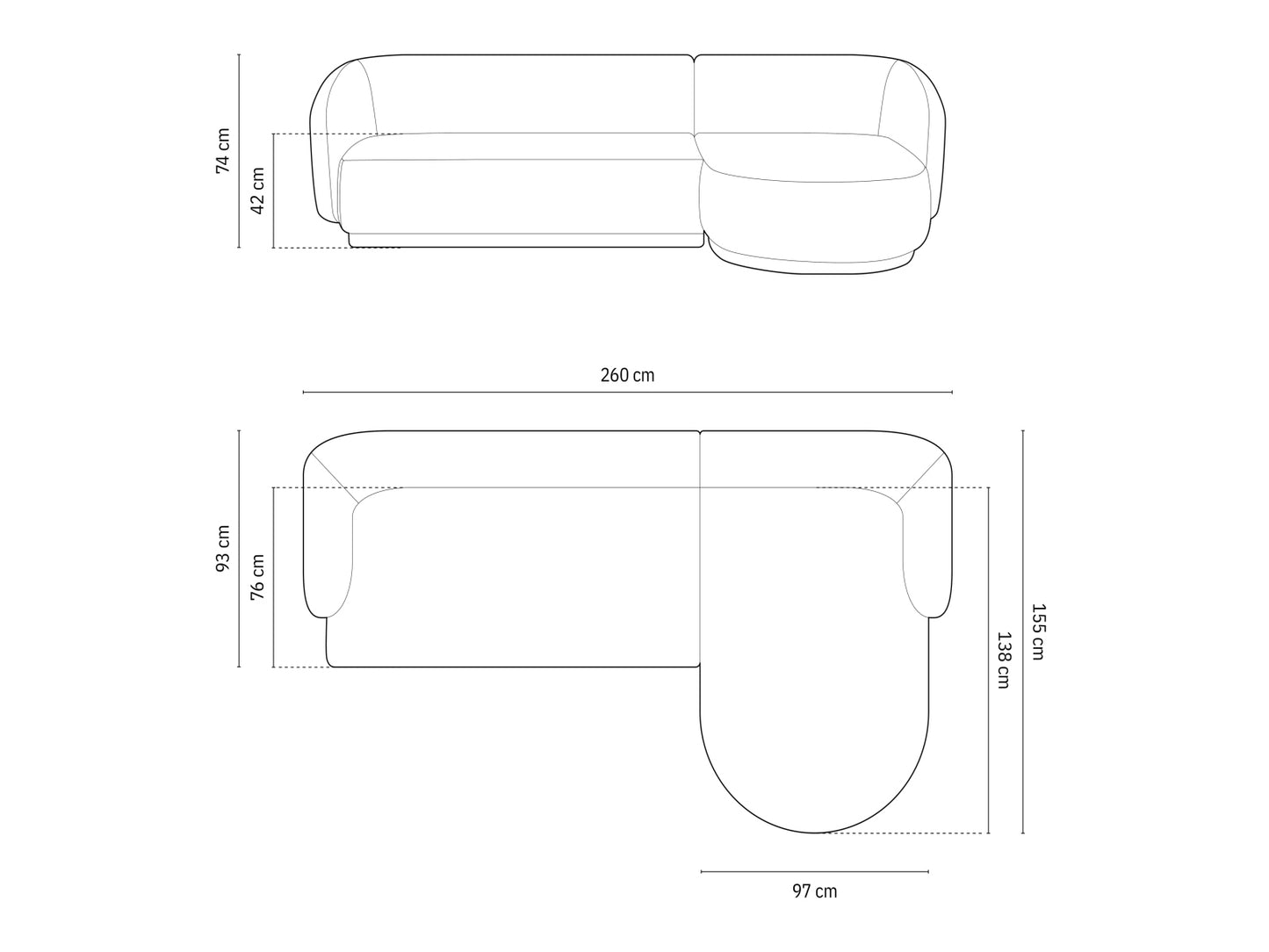 Gomera — Corner Sofa (260x155x74 cm)