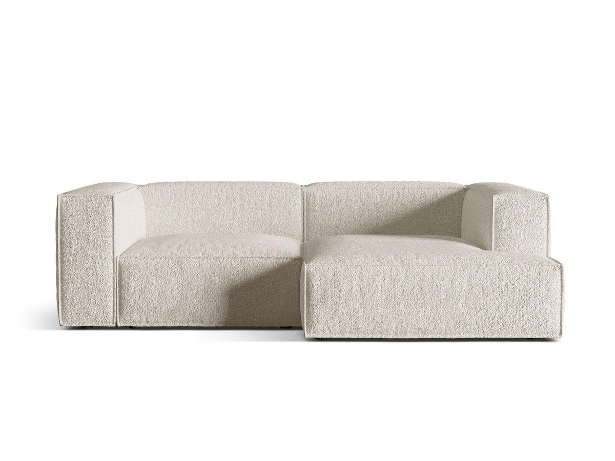 Nuria — Corner Sofa Beige (Monet Sand) Black Plastic Right
