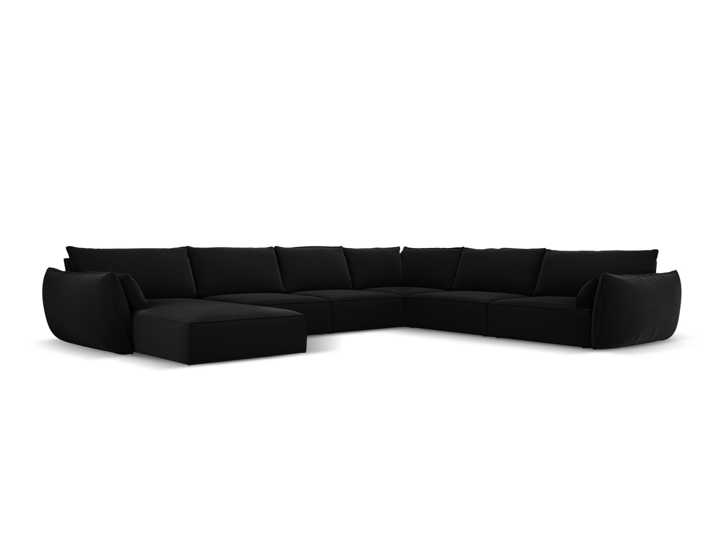 Kaelle — Panoramic Sofa Black (Bluvel 19) Black Plastic Right