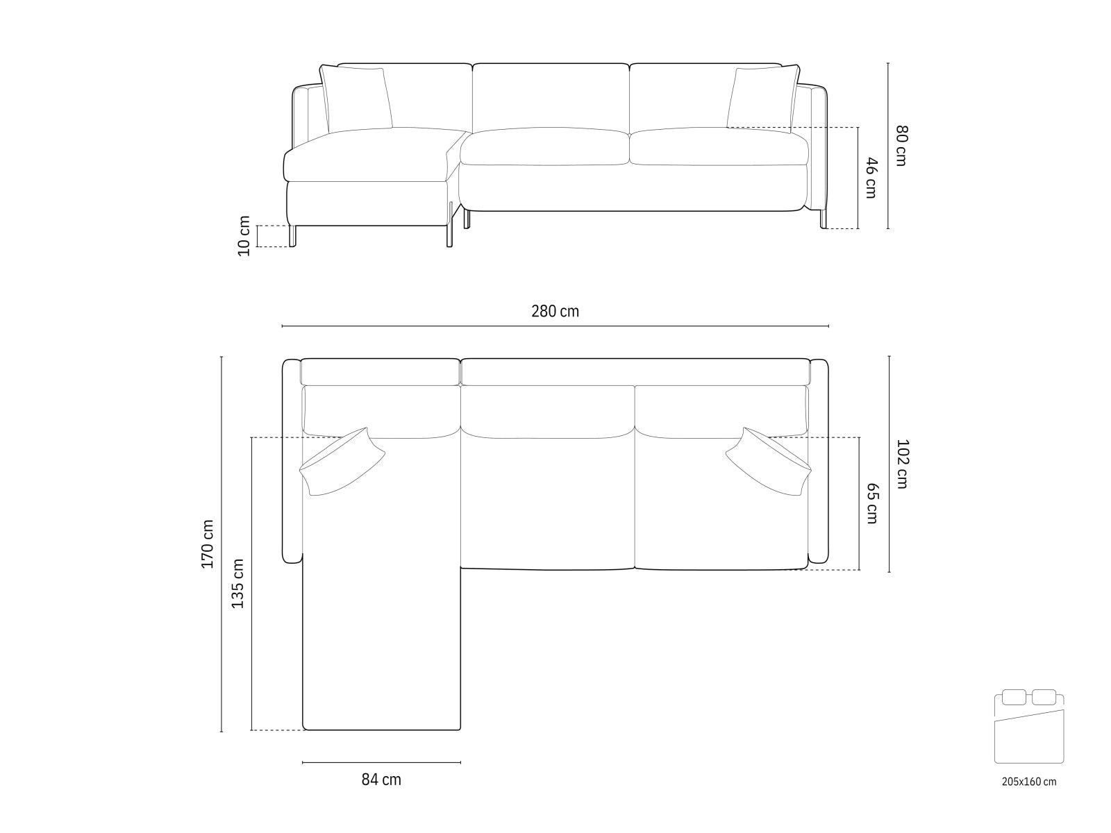 Gloria — Corner Sofa (286x170x88 cm)