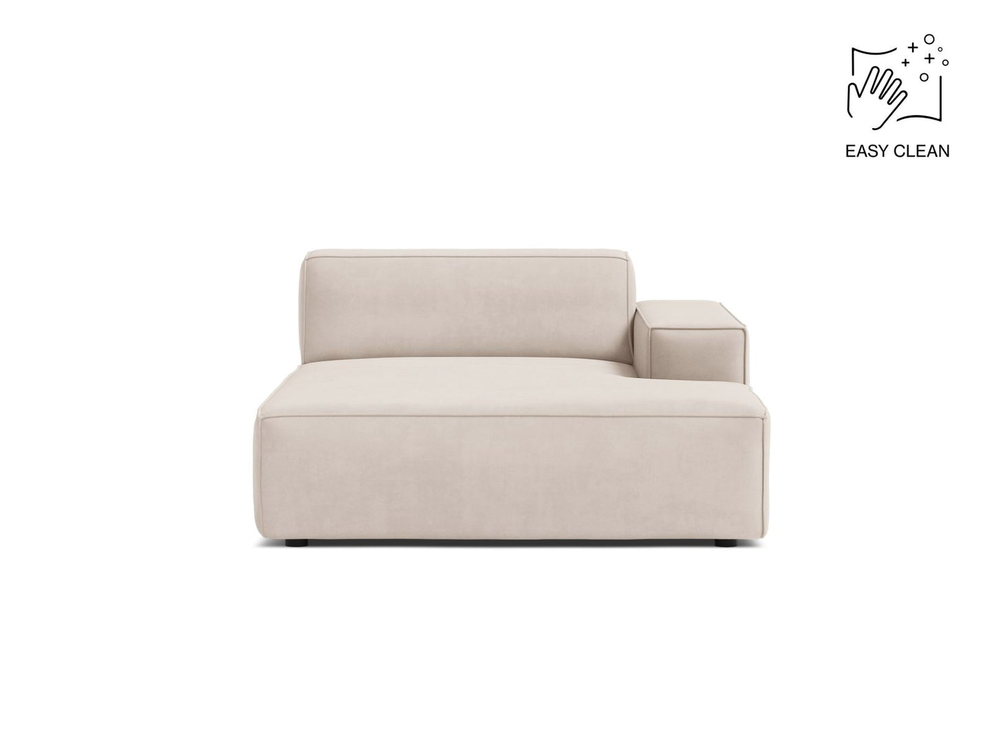 Jodie — Chaise Longue Light Beige (Venus 2927) Black Plastic Right