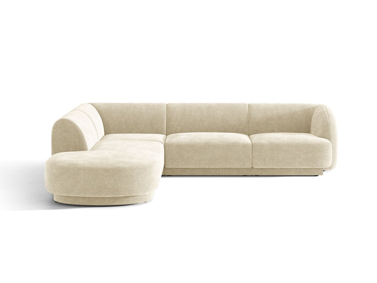 Miley — Corner Sofa Light Beige (Haga 23) Black Plastic Left