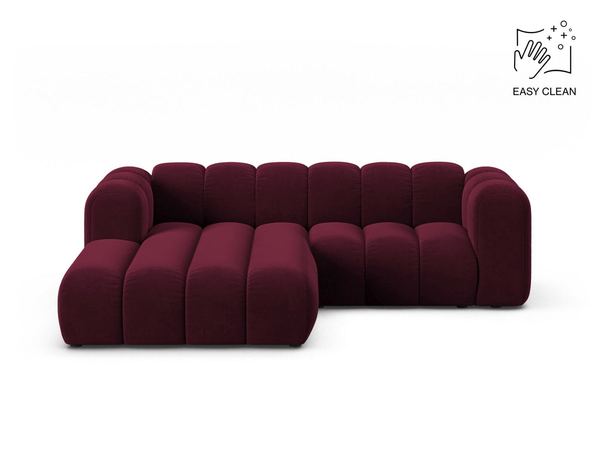Lupine — Corner Sofa Burgundy (Venus 2932) Black Plastic Left
