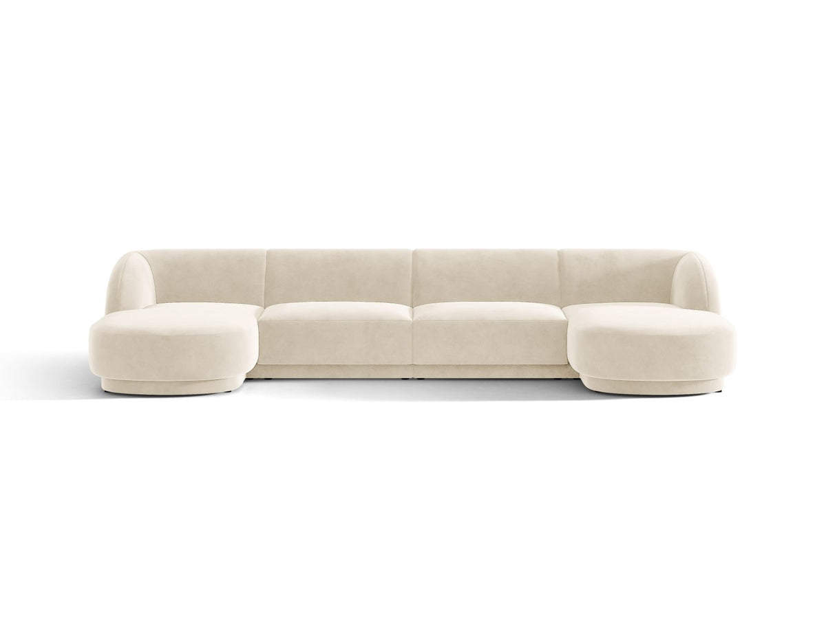Miley — Panoramic Sofa Light Beige (Venus 2927) Black Plastic