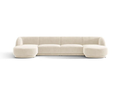 Miley — Panoramic Sofa Light Beige (Venus 2927) Black Plastic