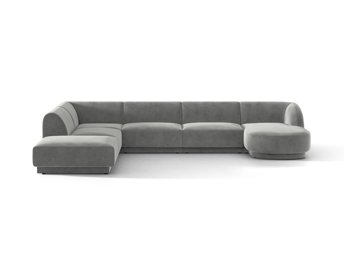Miley — Panoramic Sofa Light Grey (Venus 2929) Black Plastic Left