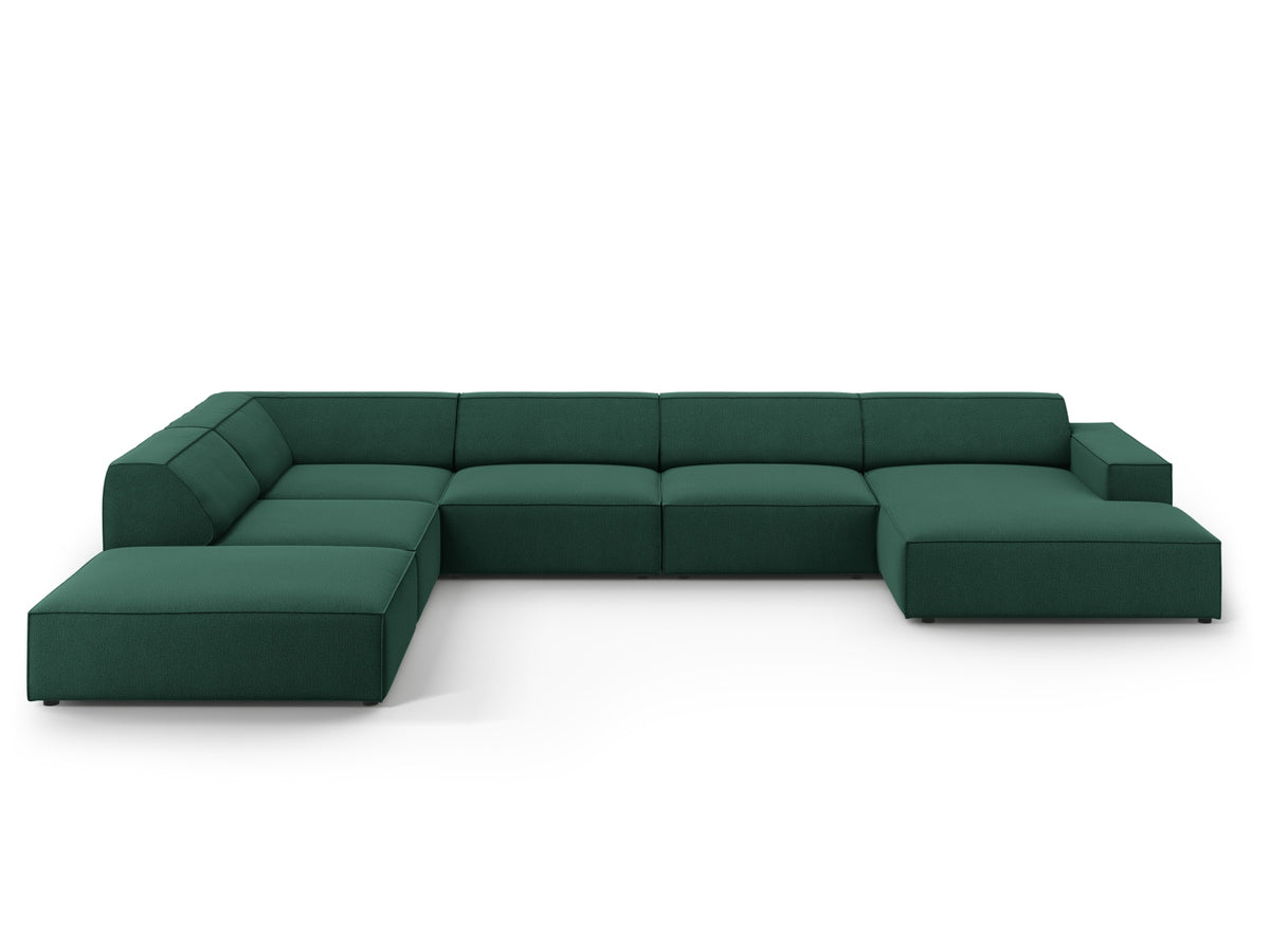Jodie — Panoramic Sofa Green (Megan 359) Black Plastic Left