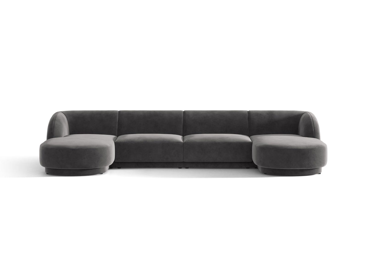 Miley — Panoramic Sofa Grey (Bluvel 14) Black Plastic