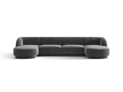 Miley — Panoramic Sofa Grey (Bluvel 14) Black Plastic
