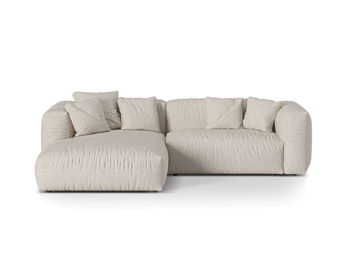 Martina — Corner Sofa Beige (Monet Sand) Black Plastic Left
