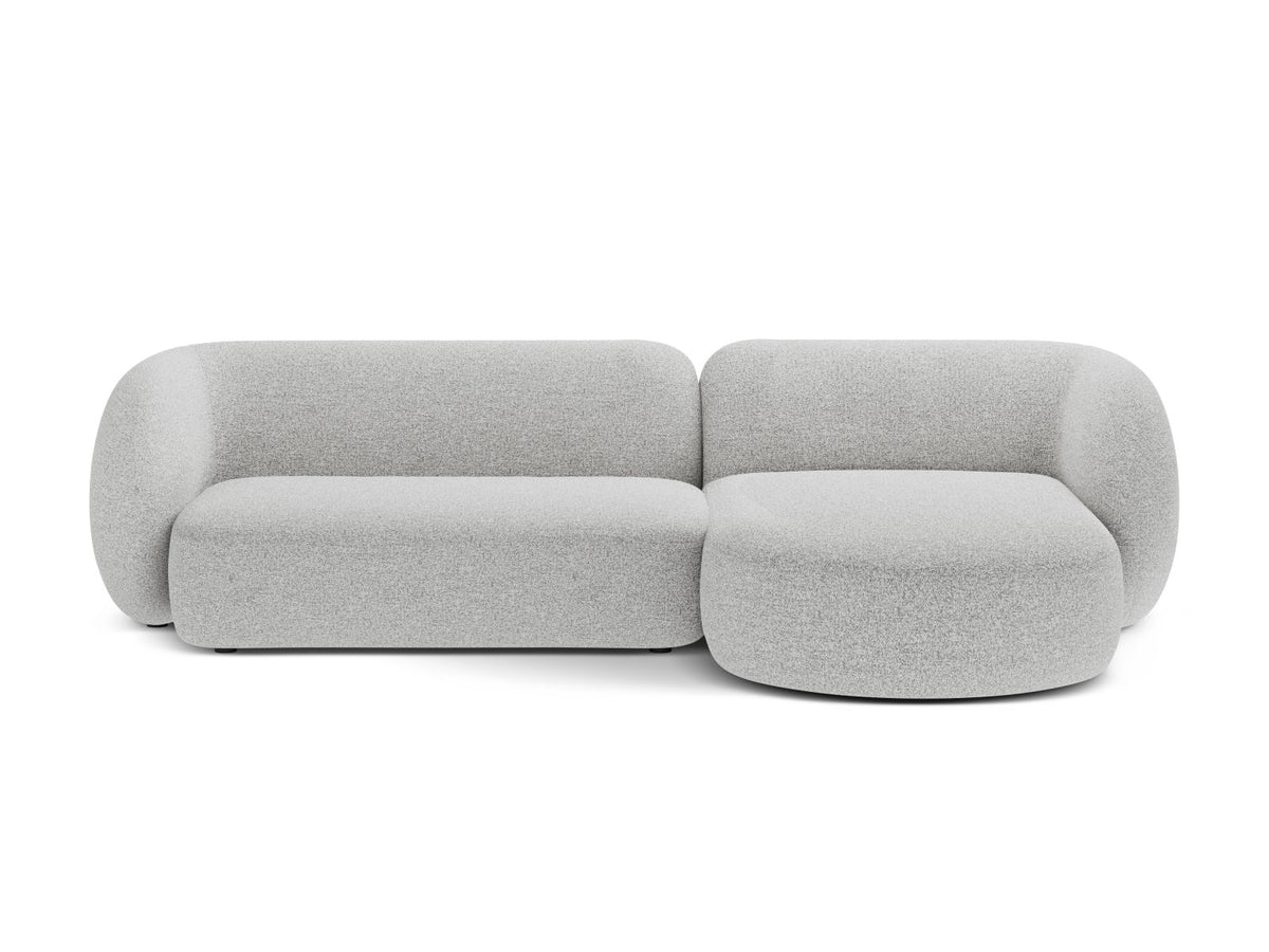 Kate — Corner Sofa Light Grey Melange (Puente 80) Black Plastic Right