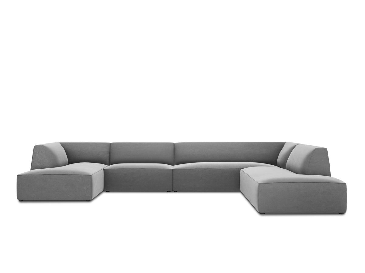 Ruby — Panoramic Sofa Grey (Salvador 17) Black Plastic Right