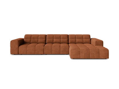 Jennifer — Corner Sofa Brick (Eden 10 Terra) Black Plastic Right