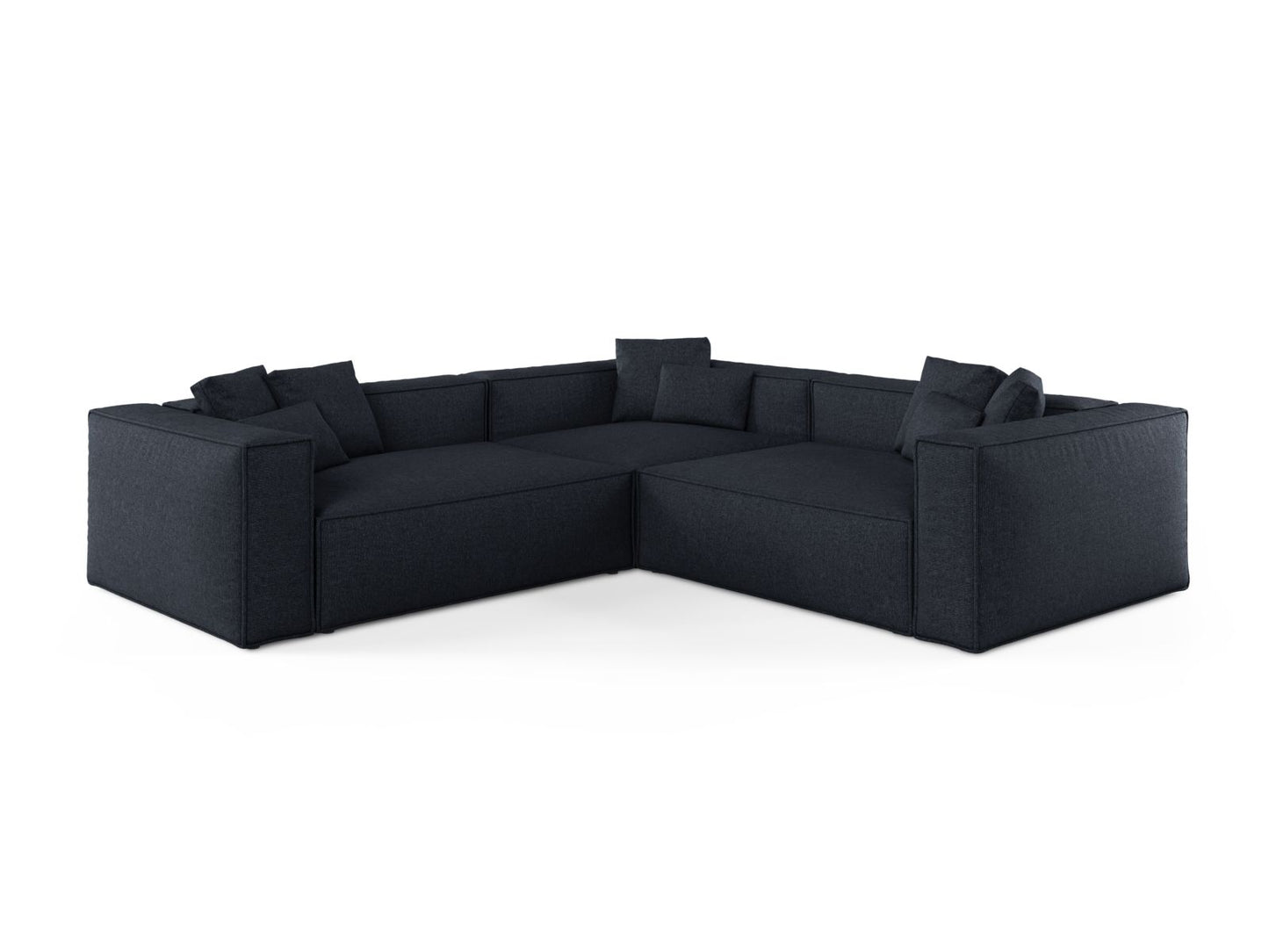 Aveiro — Corner Sofa Navy Blue (Eden 16 Deep Blue) Black Plastic