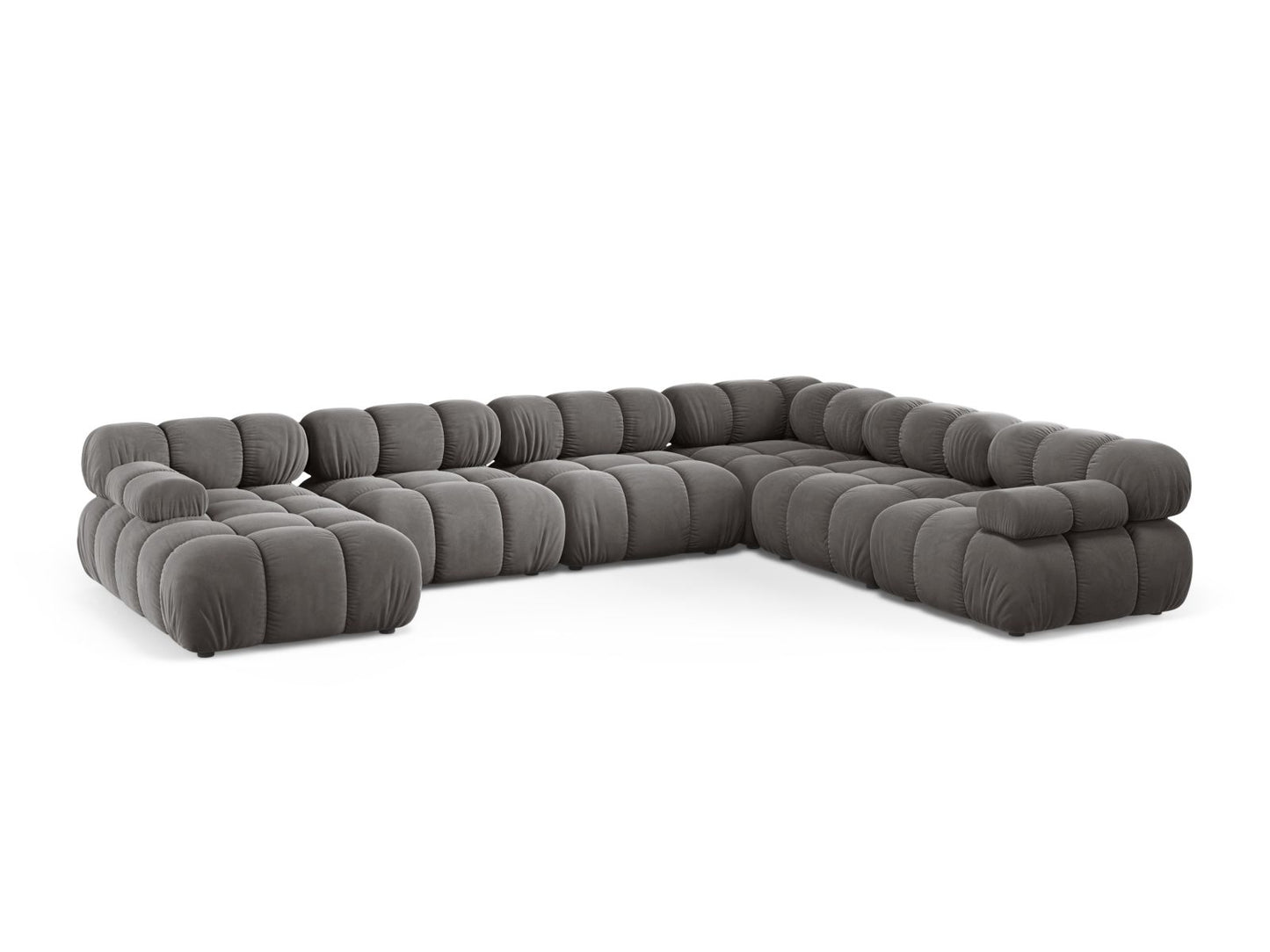 Bellis — Panoramic Sofa Light Grey (Bluvel 13) Black Plastic Right