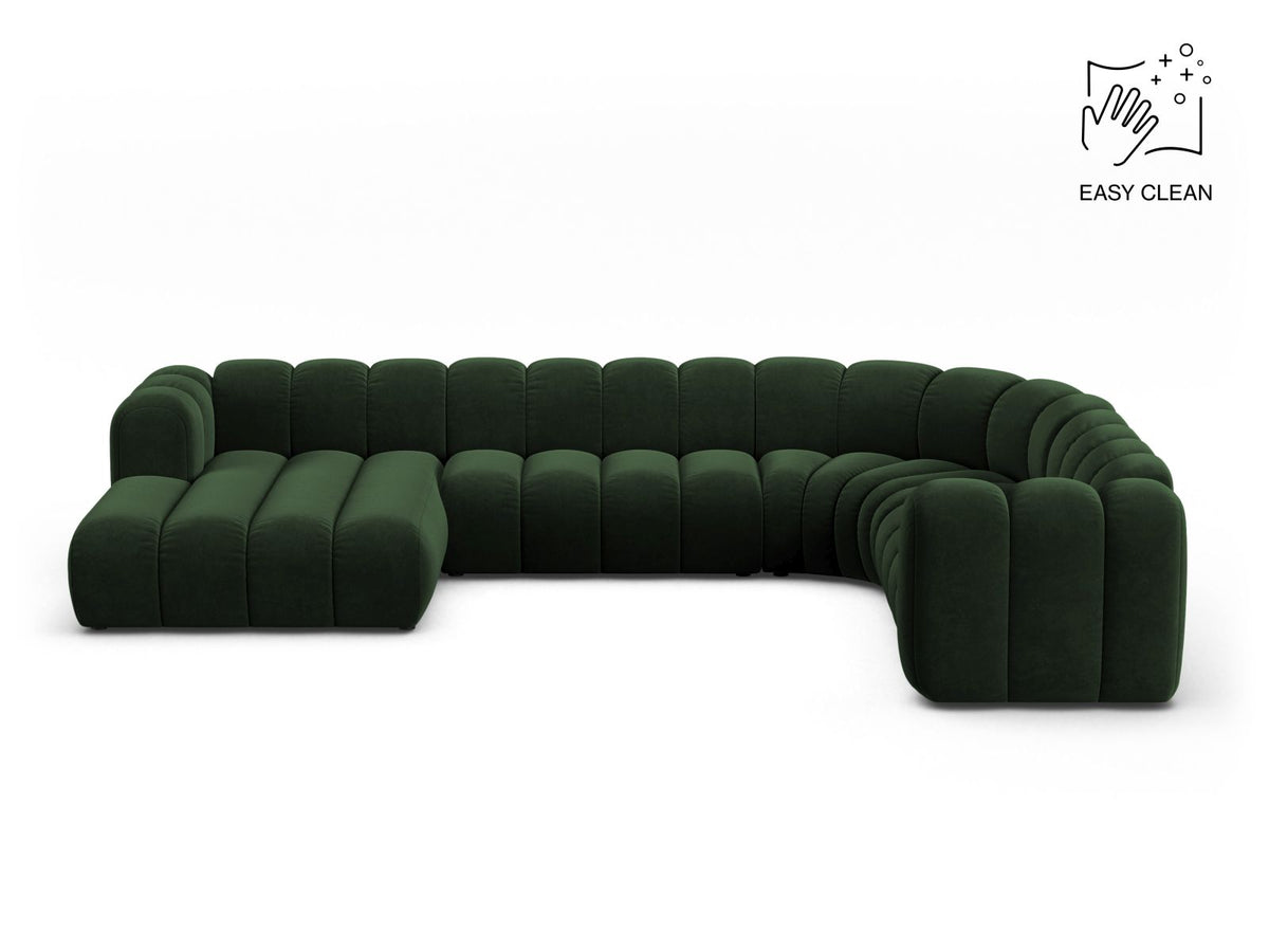 Lupine — Panoramic Sofa Bottle Green (Venus 2940) Black Plastic Right