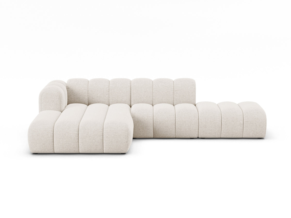Lupine — Corner Sofa Light Beige (Eden 2 Pearl) Black Plastic Left