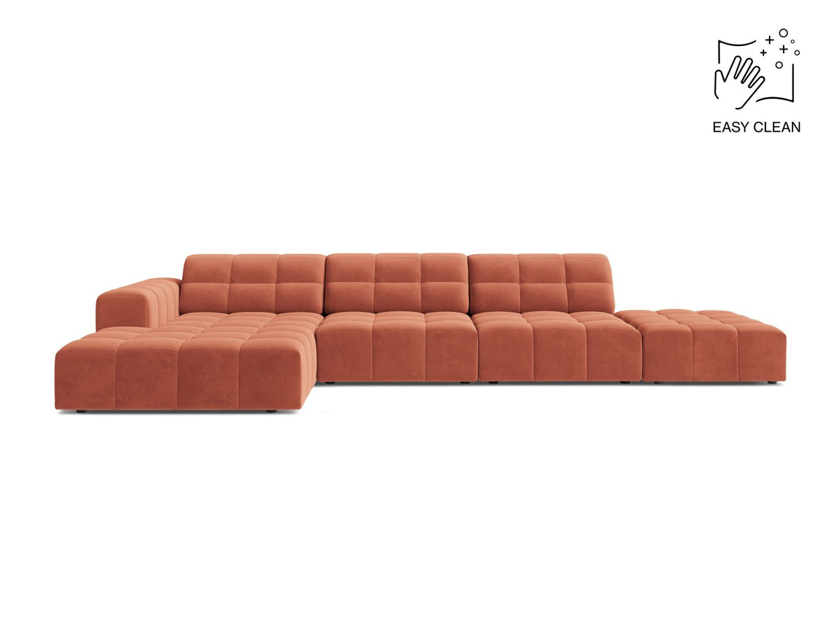 Jennifer — Corner Sofa Coral (Venus 2933) Black Plastic Left