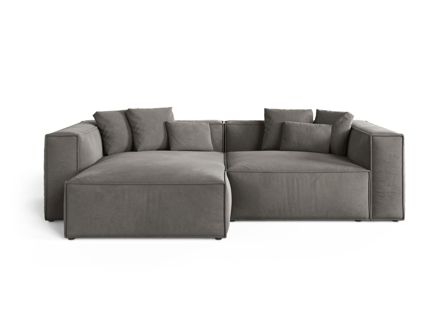 Aveiro — Corner Sofa Grey (Casino Stone) Black Plastic Left