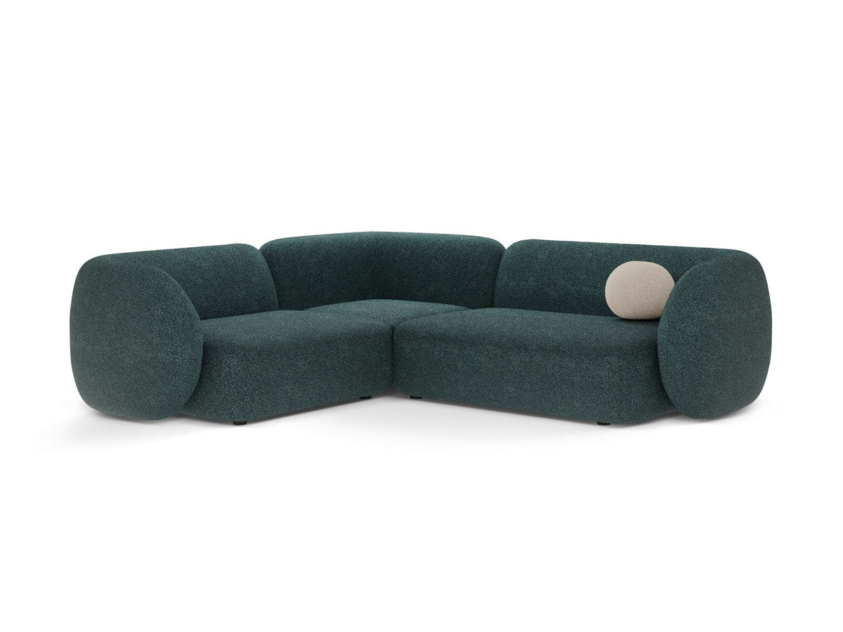 Kate — Corner Sofa Green Blue Melange (Puente 39) Black Plastic