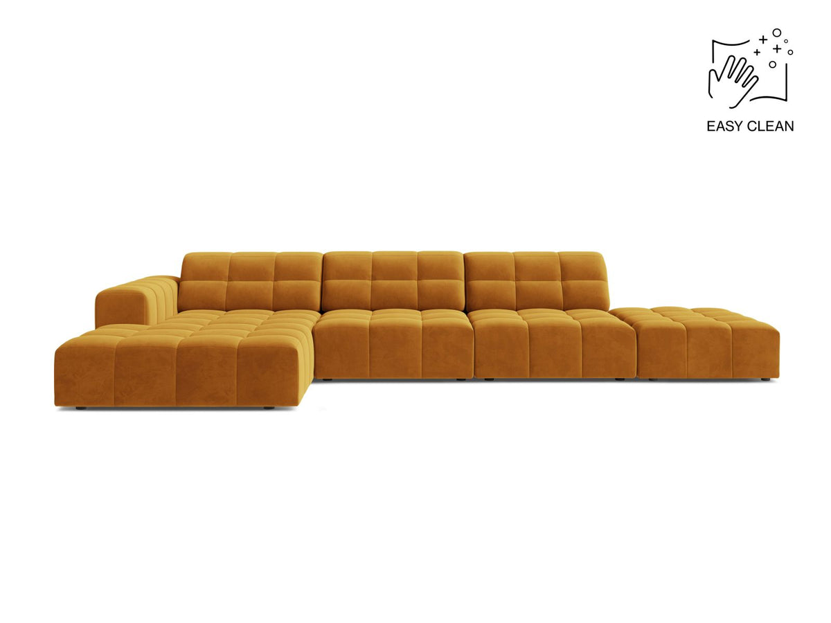 Jennifer — Corner Sofa Yellow (Venus 2917) Black Plastic Left